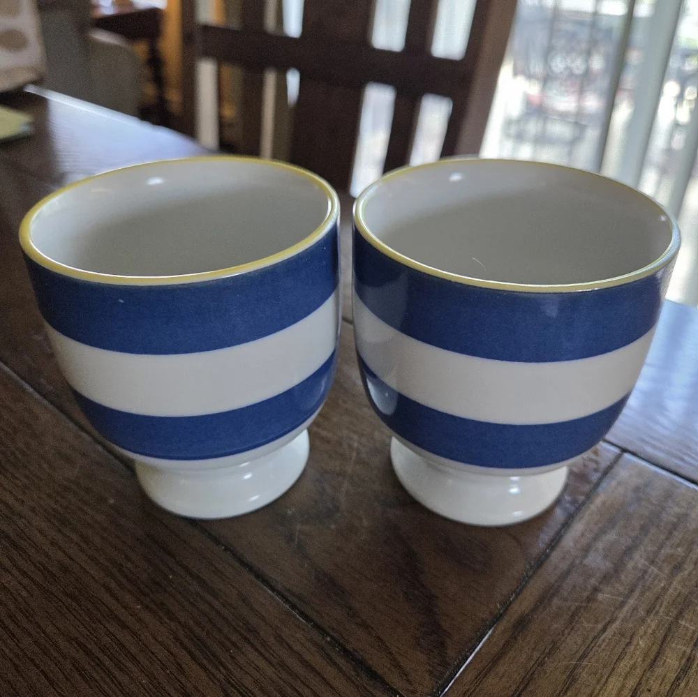 West Elm Footed Striped 8oz Mugs (2)
